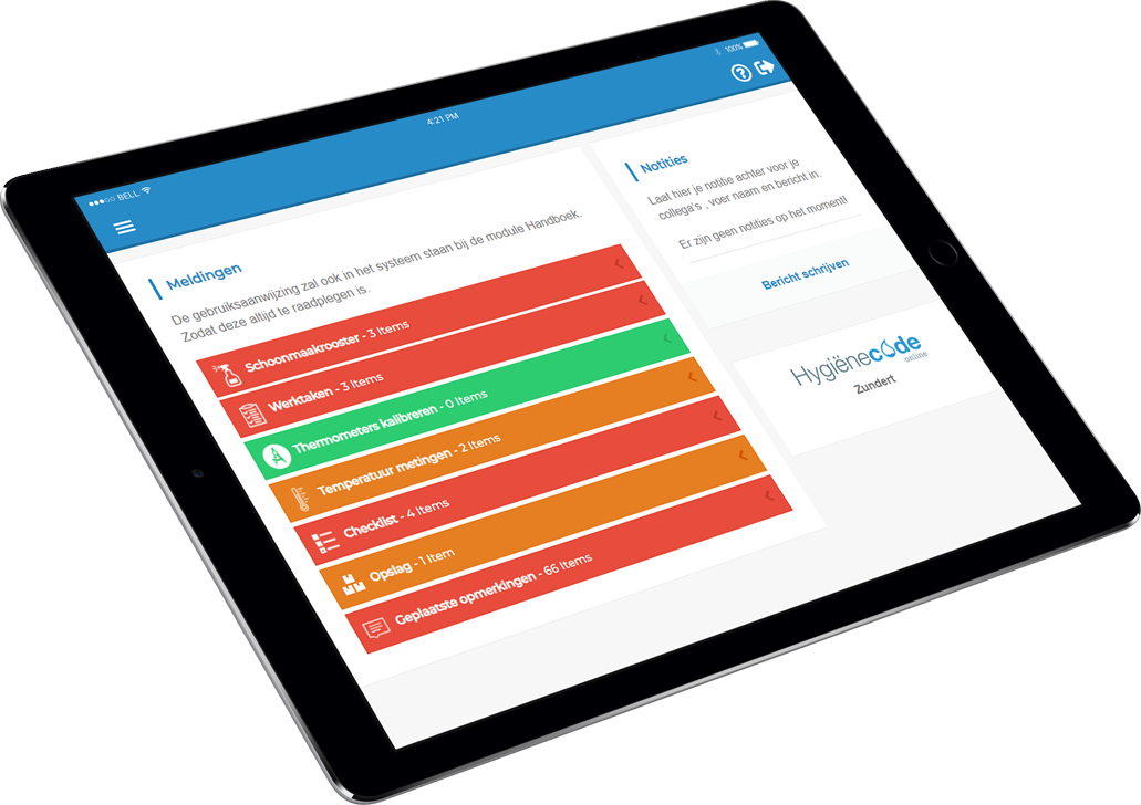 Hygiënecode Online op een tablet